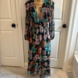 Zara Blue and Pink Long Sleeve Sundress